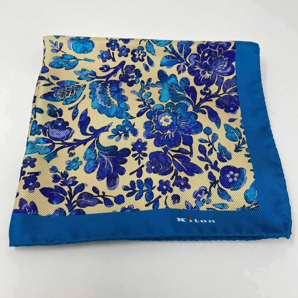 kiton napoli silk floral pocket square (new)