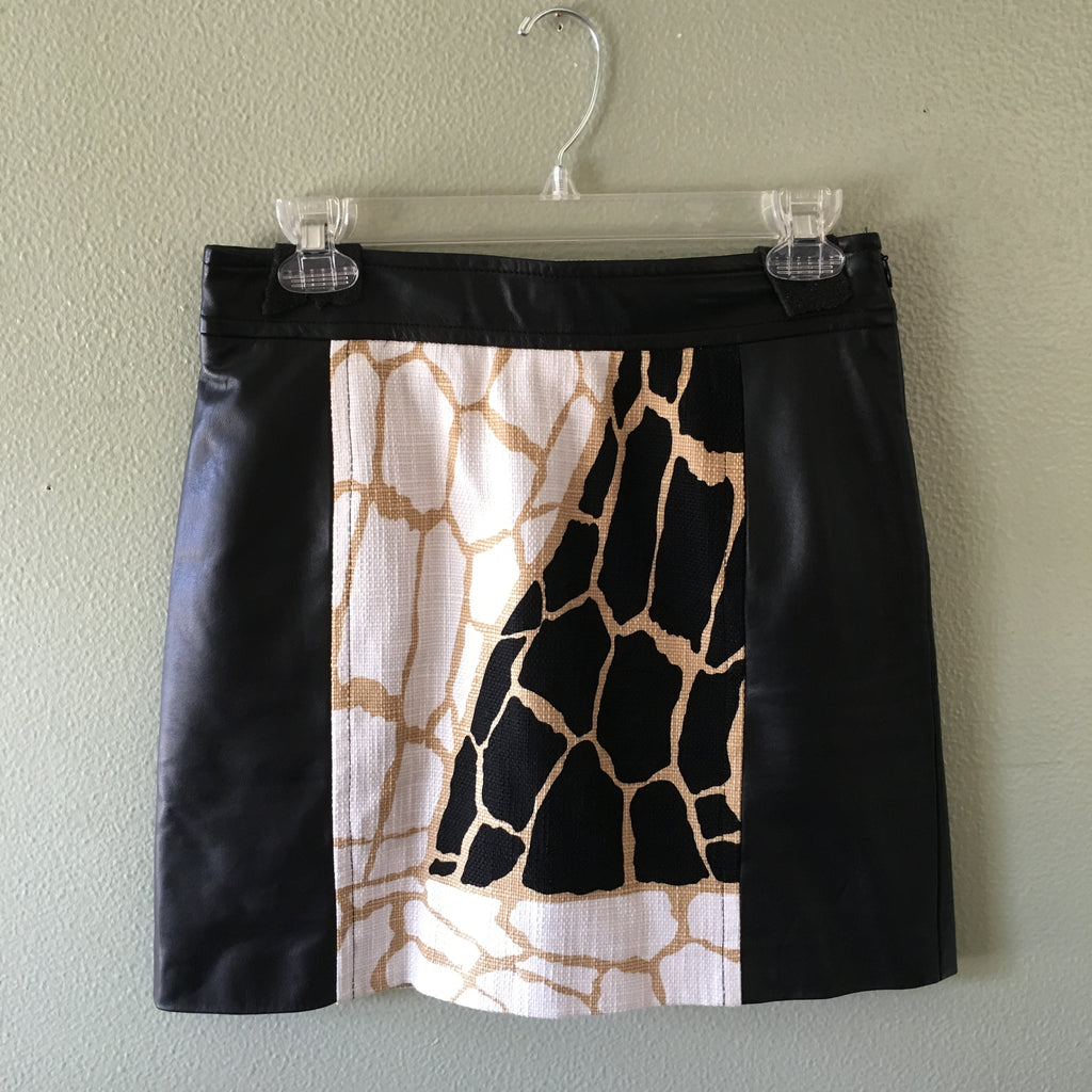 rachel zoe leather shane giraffe print mini skirt