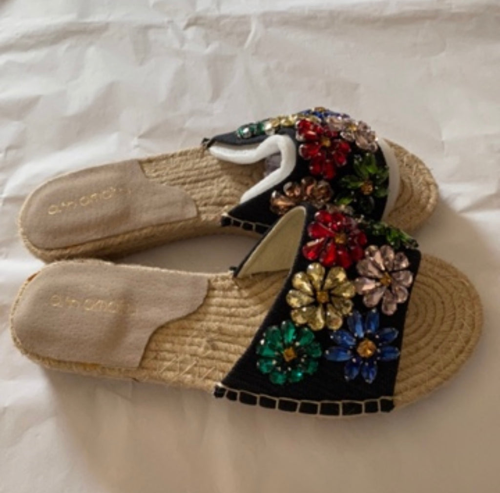 ash amaira embellished espadrille mule slides (new)