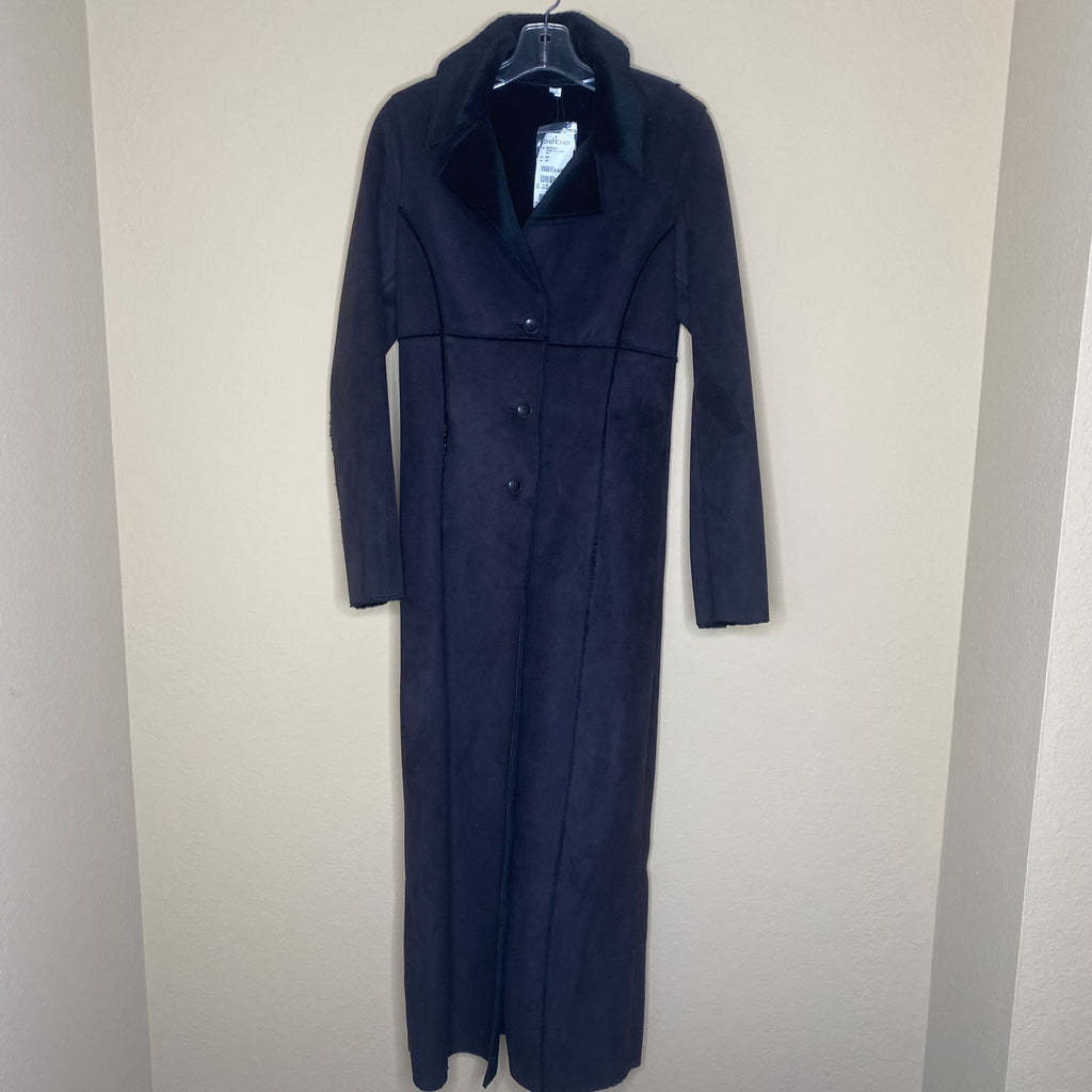 bebe reversible faux suede / faux fur long coat (new)