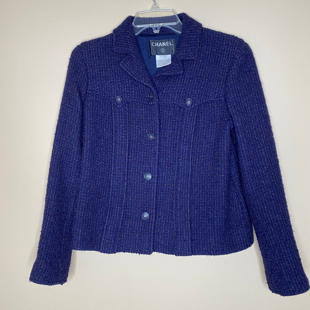 chanel vintage tweed blazer jacket 02A