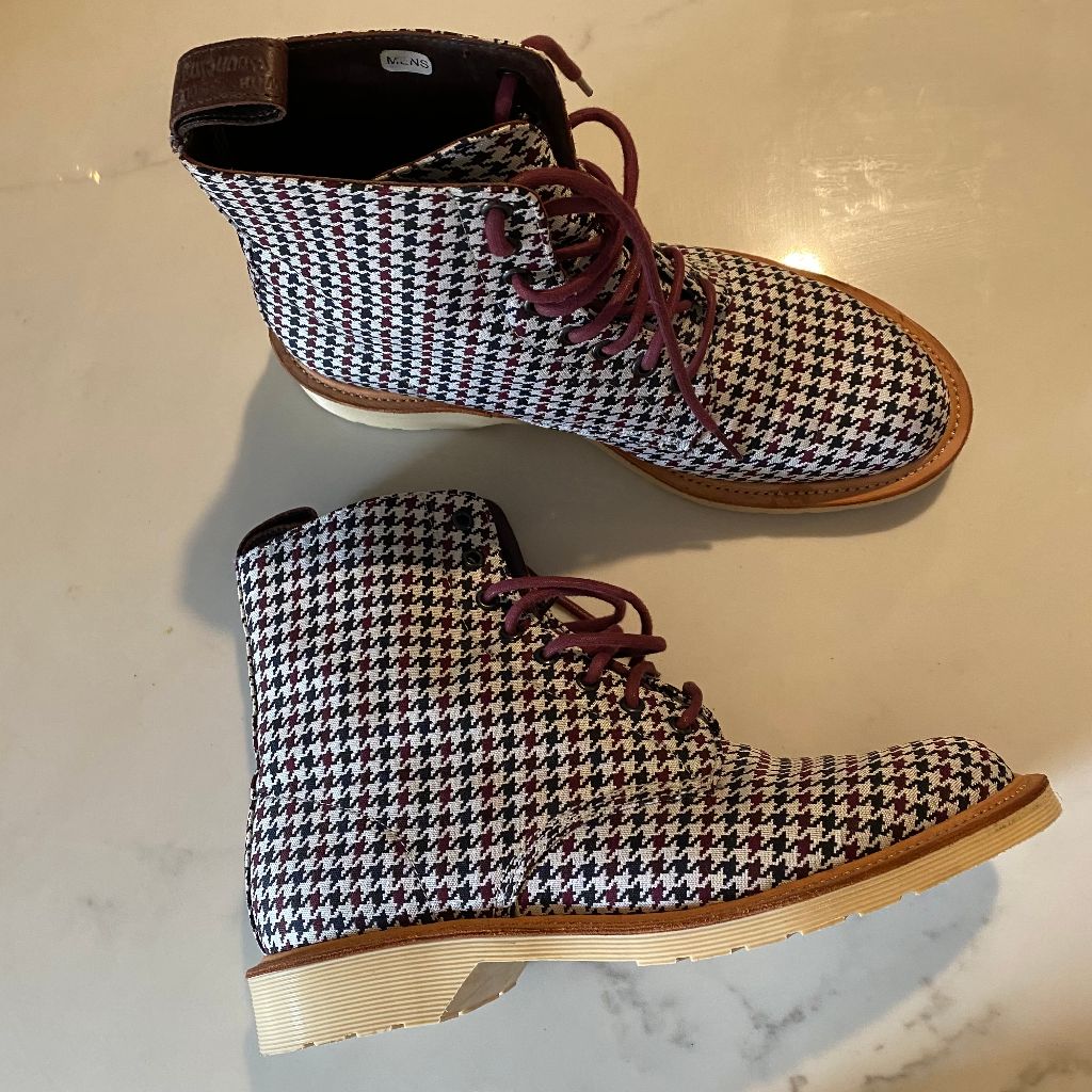 dr. martens beckett houndstooth unisex combat boots styling fabulous consignment boutique