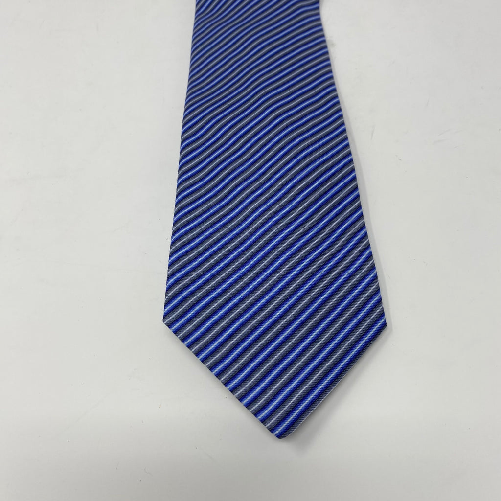 hermes blue striped print silk neck tie (new)