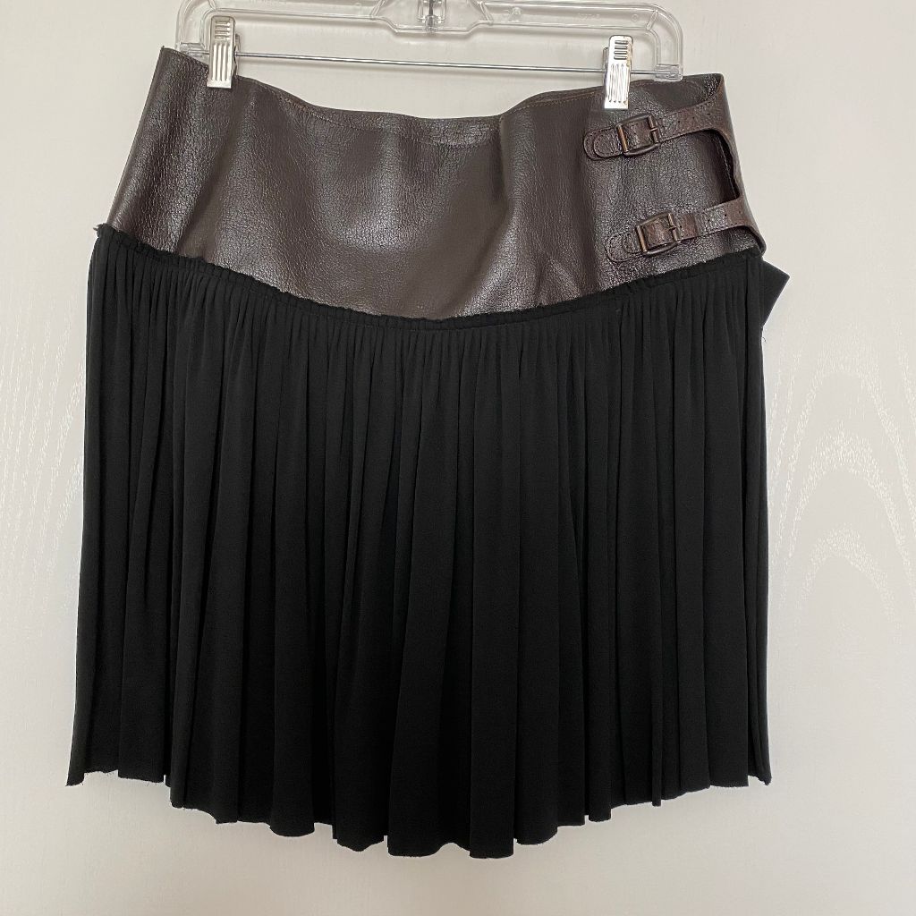 jean paul gaultier leather chiffon skirt