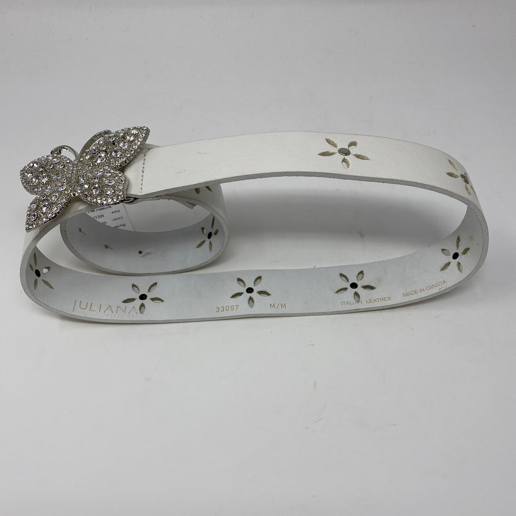 juliana collezione leather belt w/ rhinestone butterfly (new 