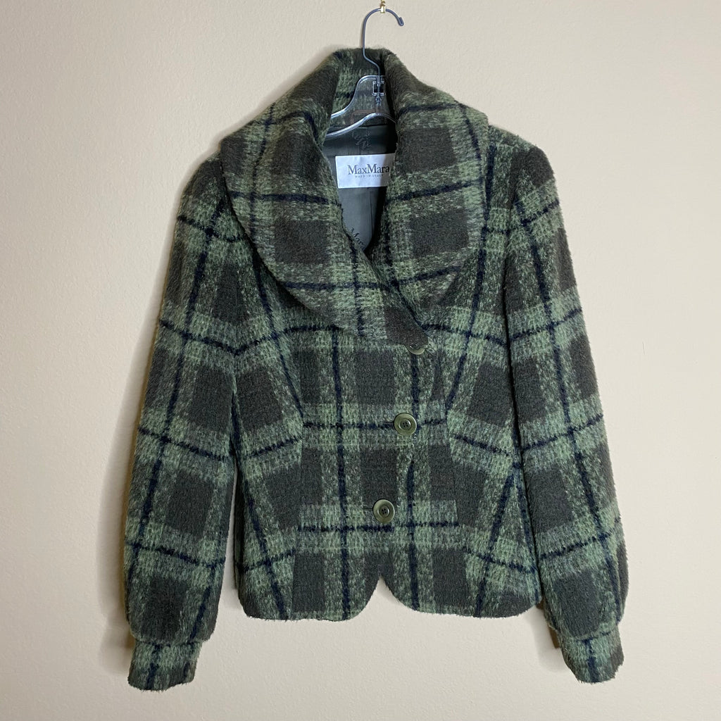 max mara plaid check belted jacket