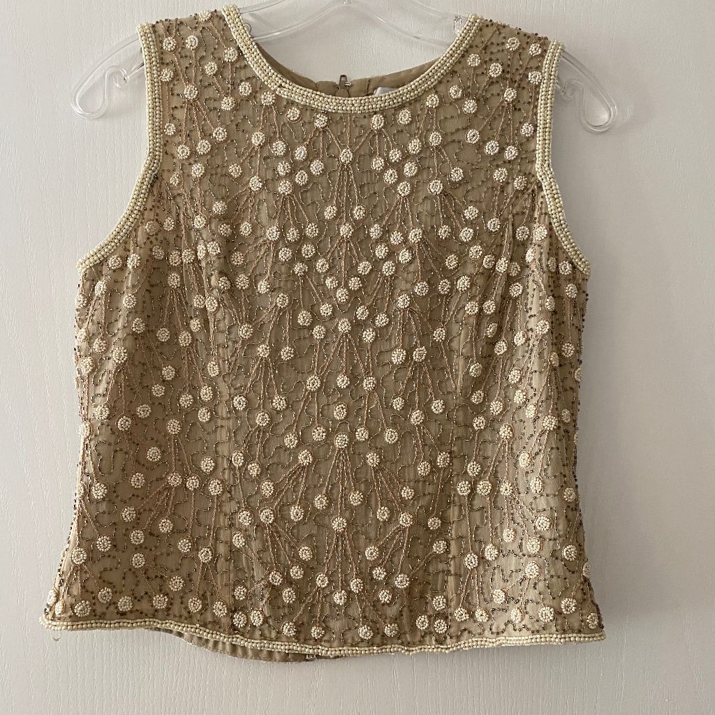papell boutique evening beaded silk top