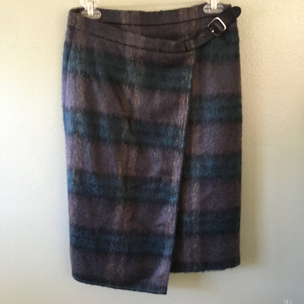 max mara mohair faux wrap plaid skirt