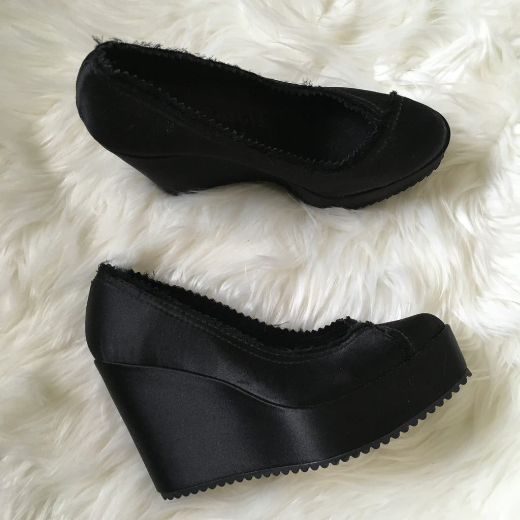 pedro garcia satin rachel 525 rebel wedge platform pumps (new)