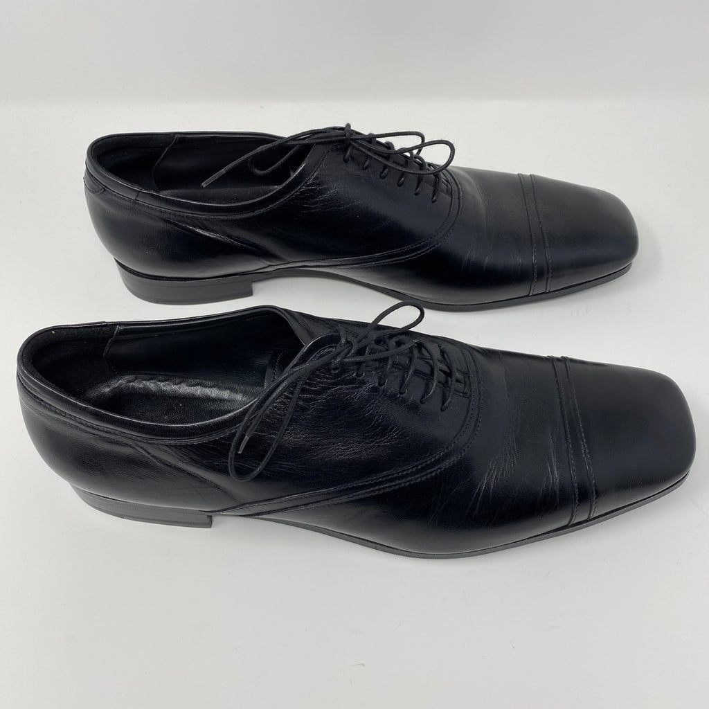 prada leather lace-up derby shoes
