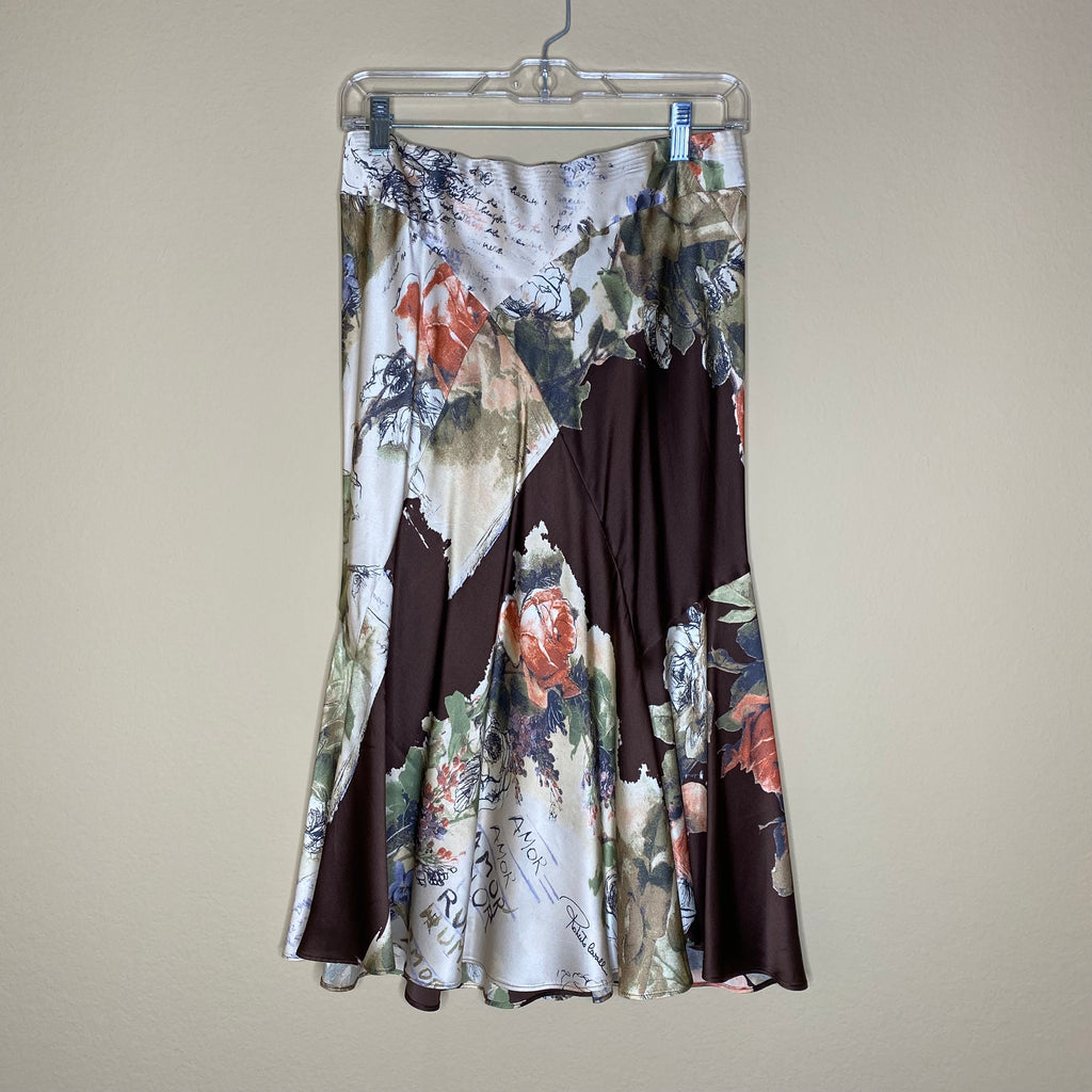 roberto cavalli silk floral print skirt
