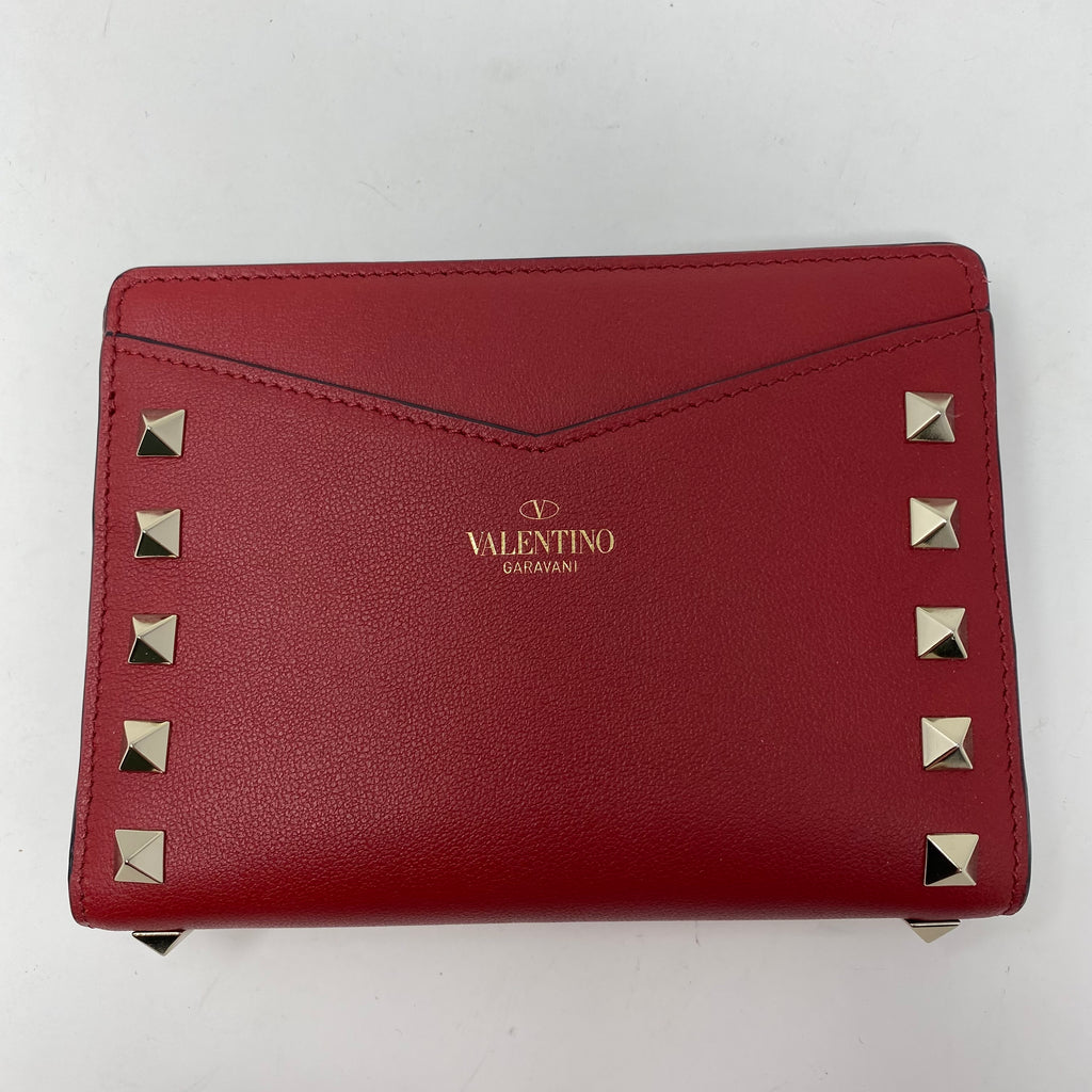 valentino garavani leather rockstud compact wallet (new)