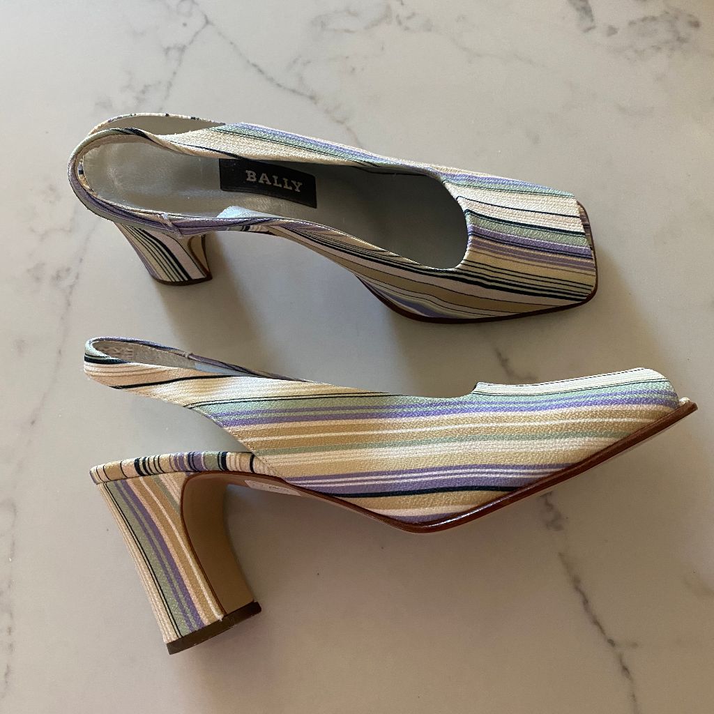 bally vintage coiba striped slingbacks