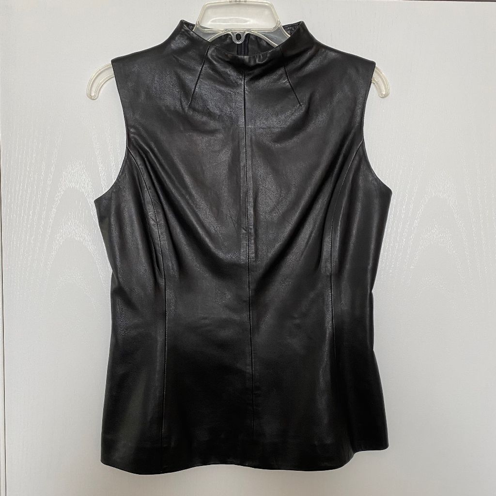 dana buchman black leather sleeveless top