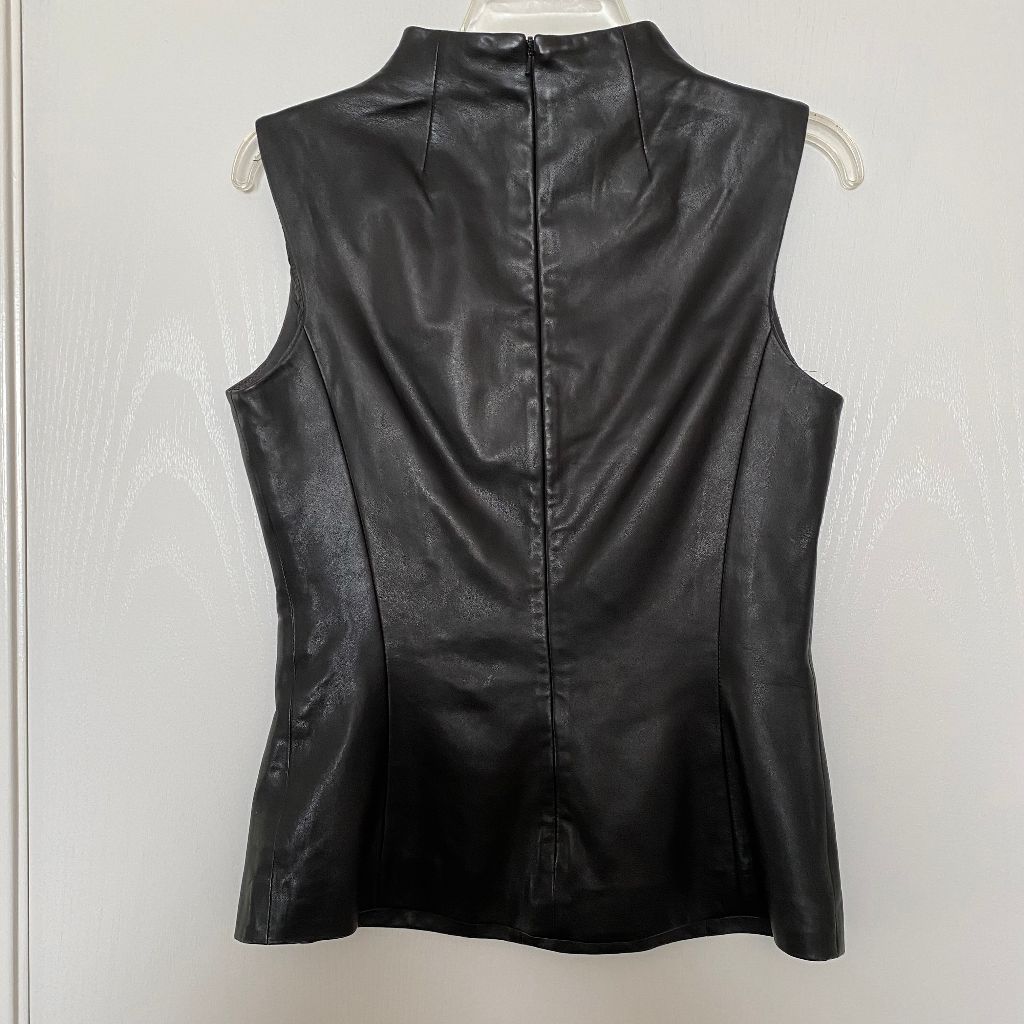 dana buchman black leather sleeveless top – styling fabulous consignment  boutique