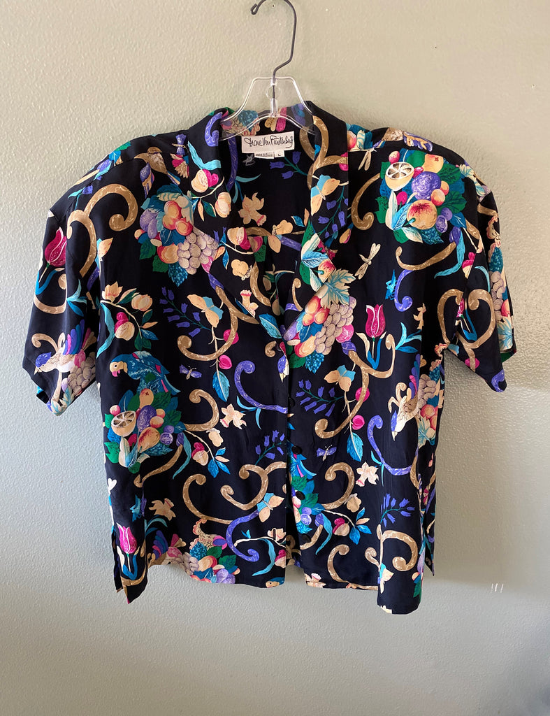 dvf diane von furstenberg vintage floral blouse