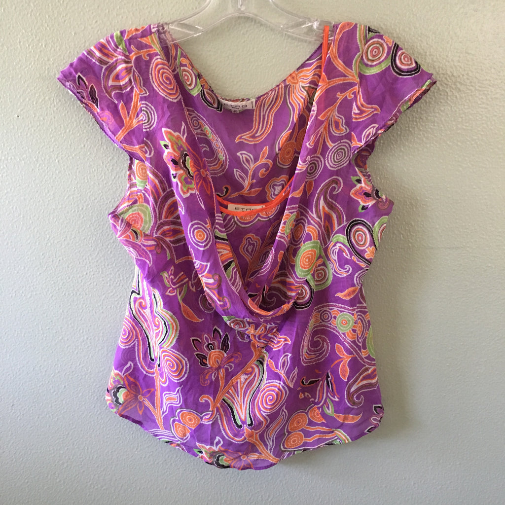 etro sheer silk blouse w/ cami