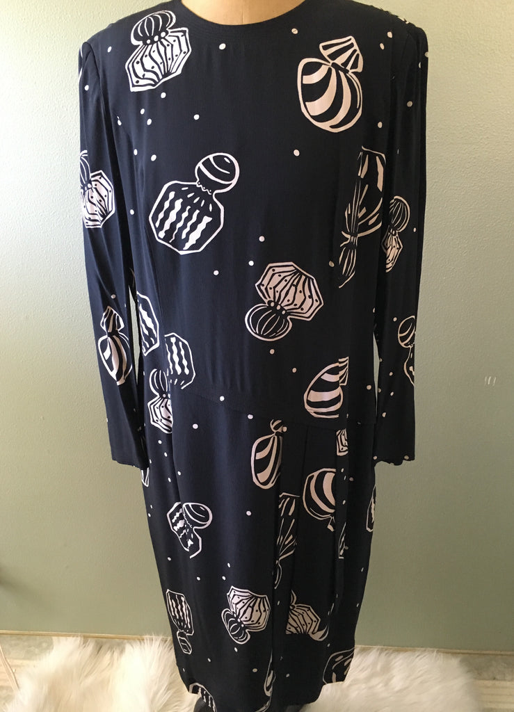 louis feraud vintage 80's black silk dress