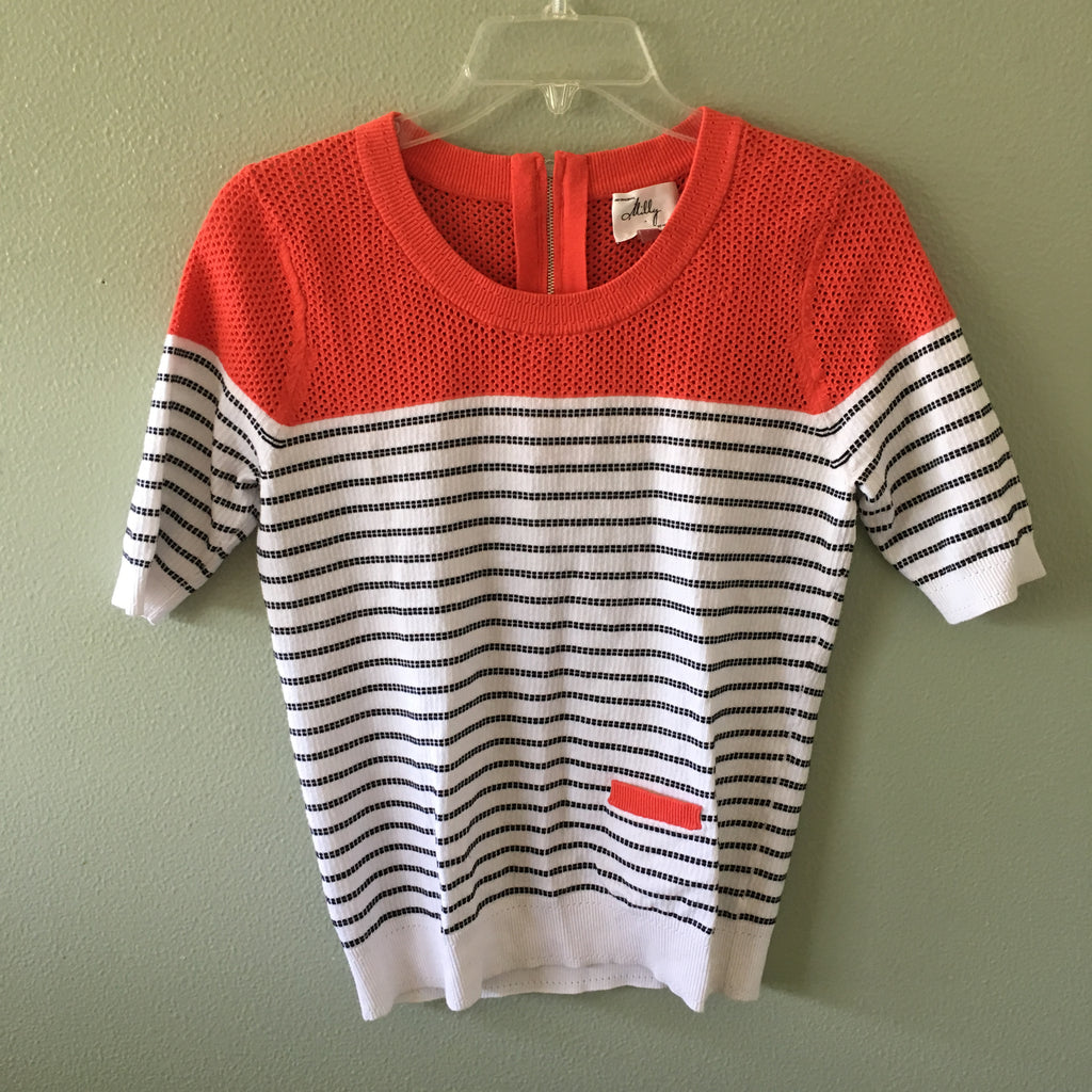 milly striped mesh knit top