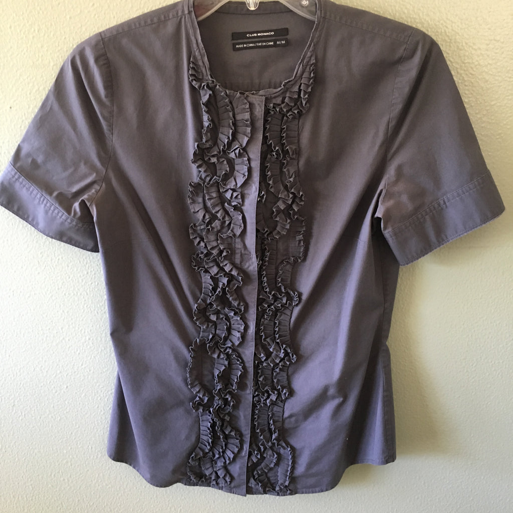 club monaco ruffle button down blouse