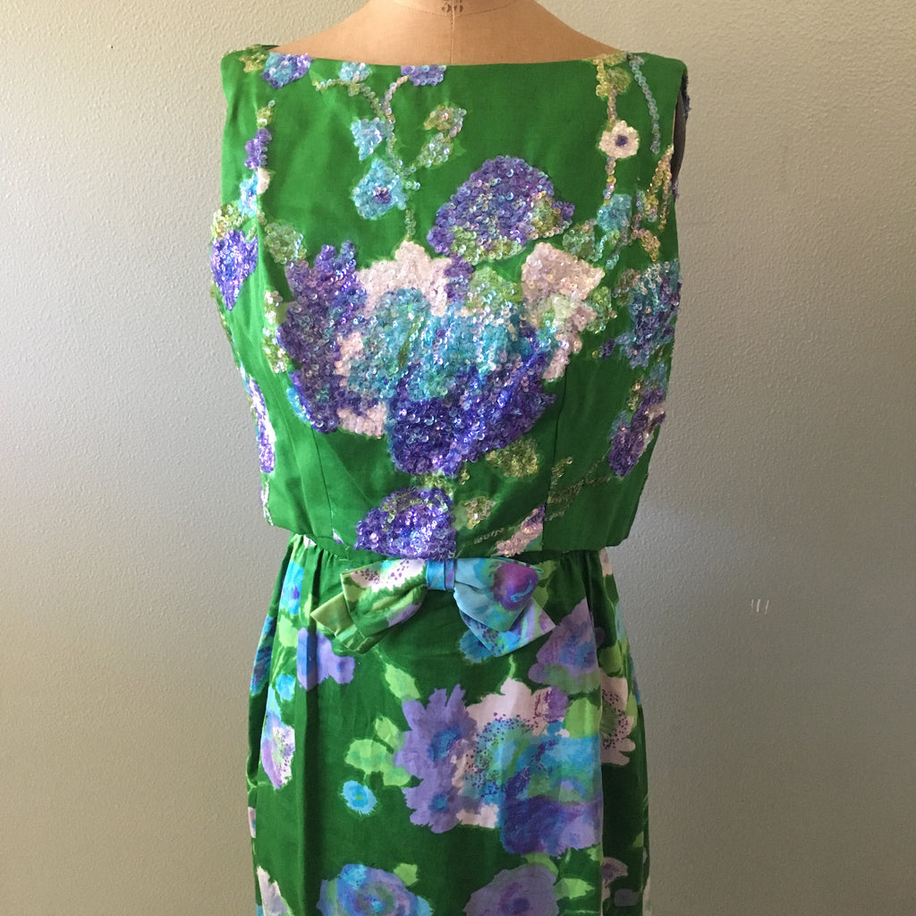 saks fifth avenue vintage floral embellished dress