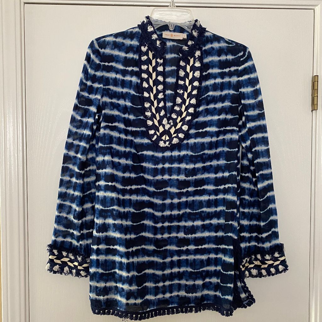 tory burch tie dye fringe tunic top